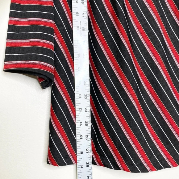 Lane Bryant 18/20 Faux Wrap Blouse Striped Black Red White 3/4 Sleeve Plus Size - Picture 8 of 8